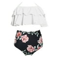thumbnail image 1 of Hihipz Swimsuits For Little Girls Floral Print High Waist Ruffled Two Piece Fashion Summer Bathing Suit, 1 of 4