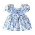 thumbnail image 1 of Hihipz Toddler Baby Girls Dresses Flower Print Puff Sleeve Bow Dress With Ruffled Hem Kids Girls Summer Casual Party Cute Dresses,18 -24 Months, 1 of 3