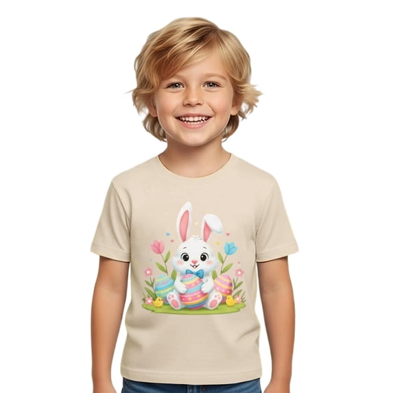 Hihipz Toddler Boy's Easter T Shirt Short Sleeve Colorful Graphic Crew Neck Tee Tops Soft Comfortable Daily Tshirt,Sizes 1-2