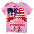 thumbnail image 1 of Hihipz Toddler Boys America Patriotic Veteran T Shirt USA 250Th Anniversary America Flag Print 250 Years Of Freedom Independence Day Short Sleeve Tee, 1 of 4