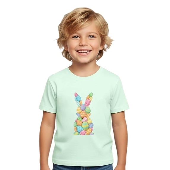 Hihipz Toddler Boys Easter T‑Shirt Short Sleeve Holiday Celebration Graphic Crew Neck Tee Tops Soft Casual Stylish Tshirt,Sizes 1-2