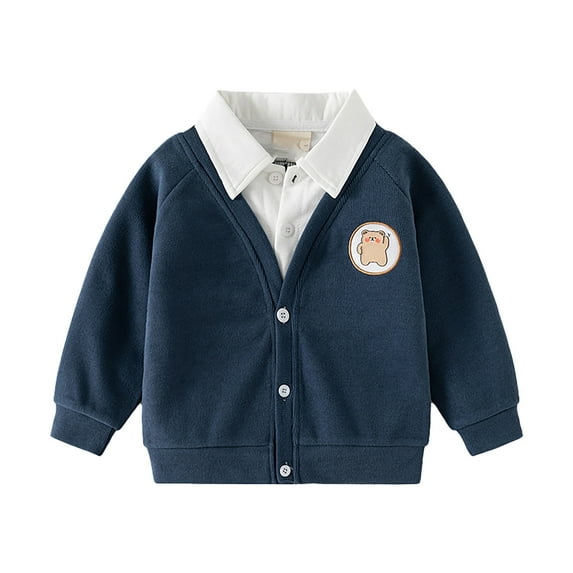 Hihipz Toddler Boys Hooded Coat Autumn Long Sleeve Fashion Outerwear Soft Comfortable Cardigan Top,Sizes 3-4
