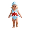 thumbnail image 1 of Hihipz Toddler Boys One Piece Swimsuit Cute 3D Shark Print With Hat Pool Resort Bathing Suit, 1 of 6