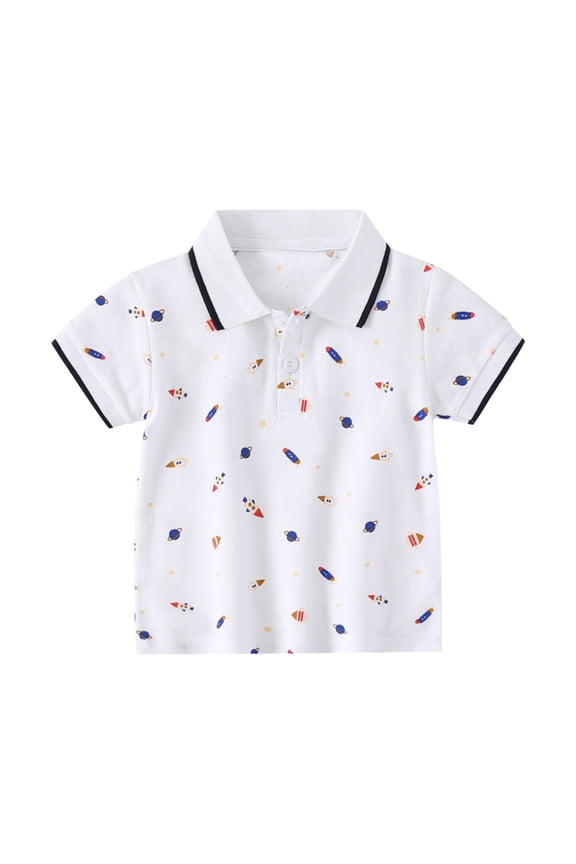 Toddler Boys Polo Shirt Short Sleeve 2022 Summer Cartoon Print Trendy Casual Comfortable Tee Shirts,Sizes 2-3