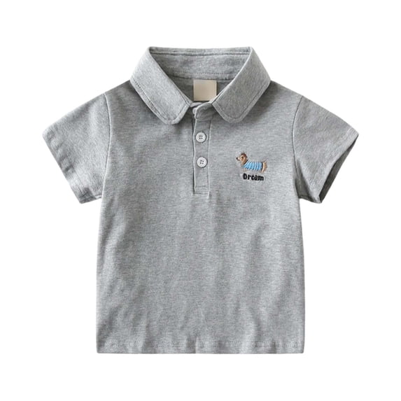Hihipz Toddler Boys Polo Shirt Short Sleeve Cartoon Print Gentleman Lapel Polo Shirt Casual Stylish Tops,Sizes 12-18M
