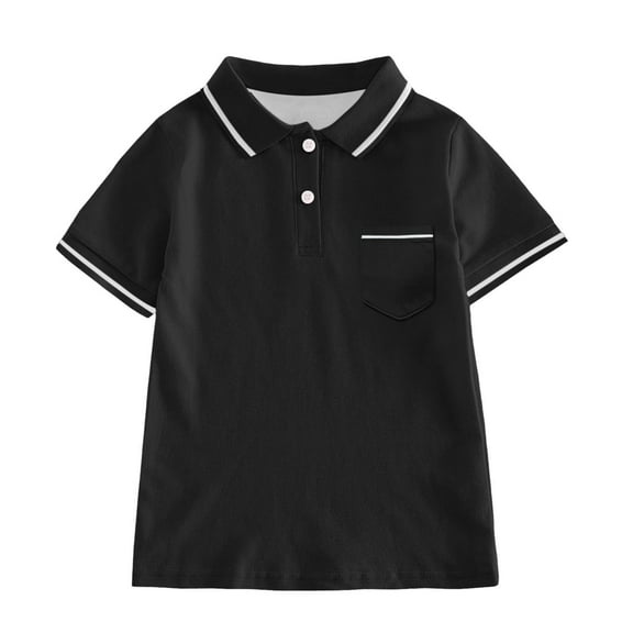 Hihipz Toddler Boys Polo Shirt Short Sleeve Summer Striped Gentleman Lapel Pocket Casual Unisex Tees,Sizes 3-4
