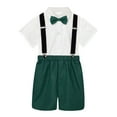 thumbnail image 1 of Hihipz Toddler Boys Summer Outfit Set Short Sleeve Collar Button Shirt Elastic Waist Shorts Suspenders Bow Tie 4-Piece Casual Clothing Sets, 1 of 6