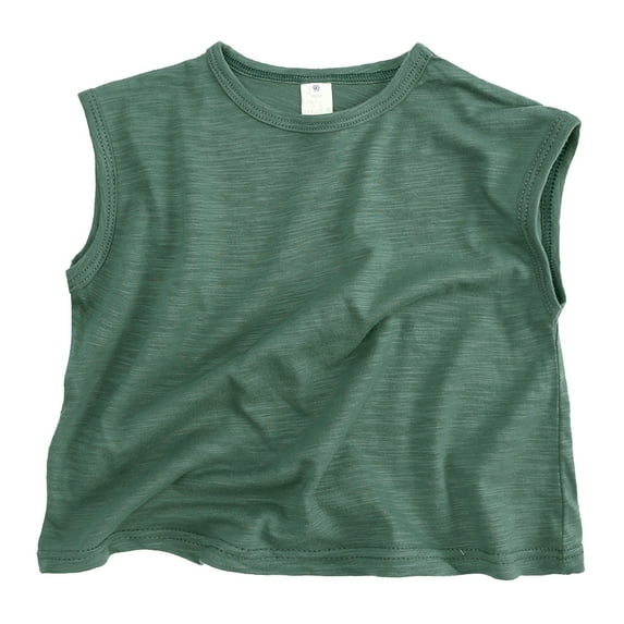 Hihipz Toddler Boys Tank Top Sleeveless Solid Classic Loose Crewneck Soft Casual Unisex Tshirts,Sizes 2-3