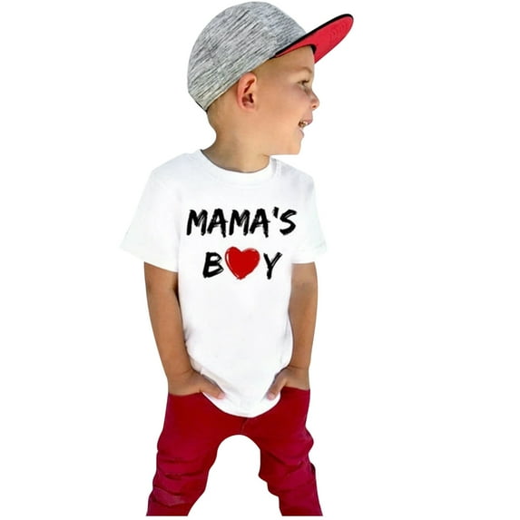 Hihipz Toddler Boys Tee Shirts Short Sleeve Mama Letter Graphic Casual Comfortable Tees,Sizes 1-2