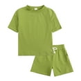 thumbnail image 1 of Hihipz Toddler Boys2 Piece Tracksuit Solid Short Sleeve Tee + Elastic Waist Shorts 2 Piece Soft Casual Kids Set, 1 of 8