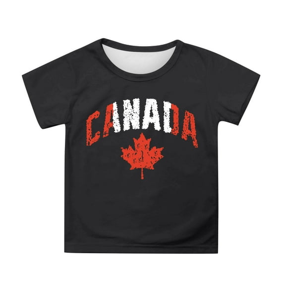 Hihipz Toddler Girl's Tshirt Canada Day Flag Print Short Sleeve Round Neck T-Shirt Casual Basic Tee Tops,Sizes 3-4