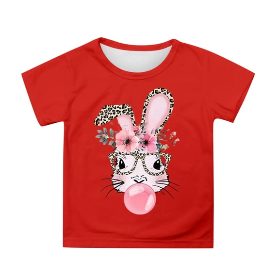 Hihipz Toddler Girl's Easter T Shirt Girls Print Tshirt Casual Loose Round Neck Short Sleeve Soft Playwear Tee Tops,Sizes 3-4T