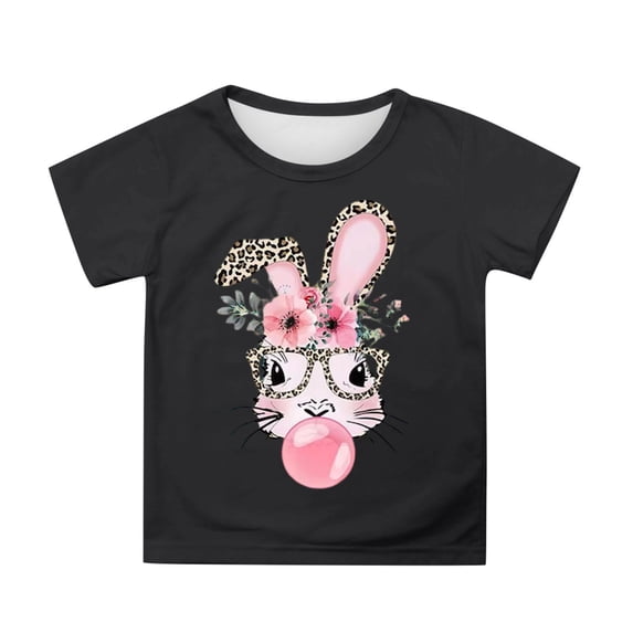Hihipz Toddler Girl's Easter T Shirt Girls Print Tshirt Casual Loose Round Neck Short Sleeve Soft Playwear Tee Tops,Sizes 3-4T