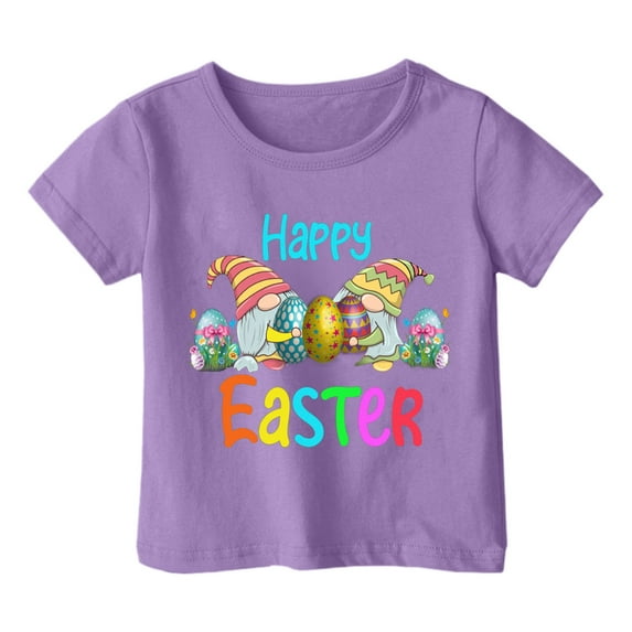 Hihipz Toddler Girl's Easter T Shirt Kids Easter Print Tshirt Summer Casual Crewneck Tee Tops,Sizes 3-4T