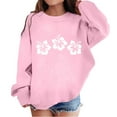 thumbnail image 1 of Hihipz Toddler Girls Crewneck Sweatshirt Hawaiian Hibiscus Floral Print Long Sleeve Oversized Cozy Pullover Sweatshirt, 1 of 4