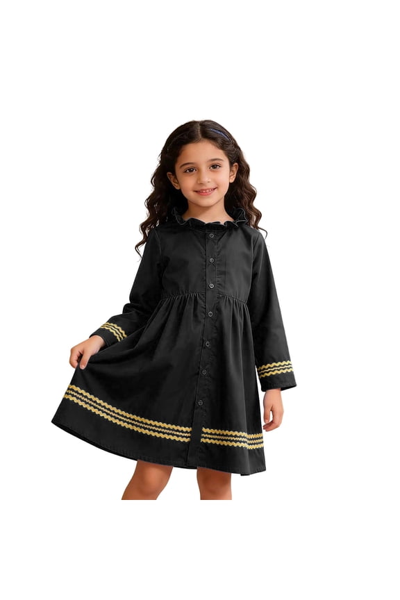 Toddler Girls Dress Long Sleeve Embroider Arab Dresses Kids Girls Muslim Party Dance Casual Dresses,Sizes 2-10
