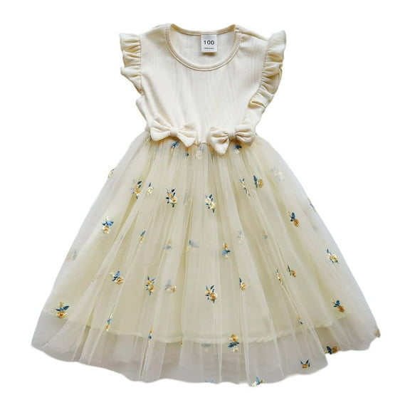 Hihipz Toddler Girls Dresses Short Sleeve Butterfly Print Stripes Dress Kids Girls Fashionable Outdoor Activities Dress,12 -18 Months