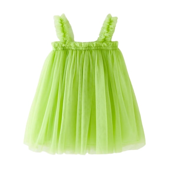 Hihipz Toddler Girls Dresses Sleeveless Solid Color Tulle Tutu Holiday Party Carnival Ball Gown Princess Dress