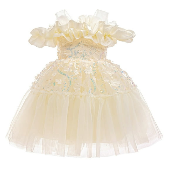 Hihipz Toddler Girls Dresses Solid Strapless Tulle Princess Dress Kids Girls Elegant Party Gowns Vintage Pageant Formal Dresses,2 -3 Years