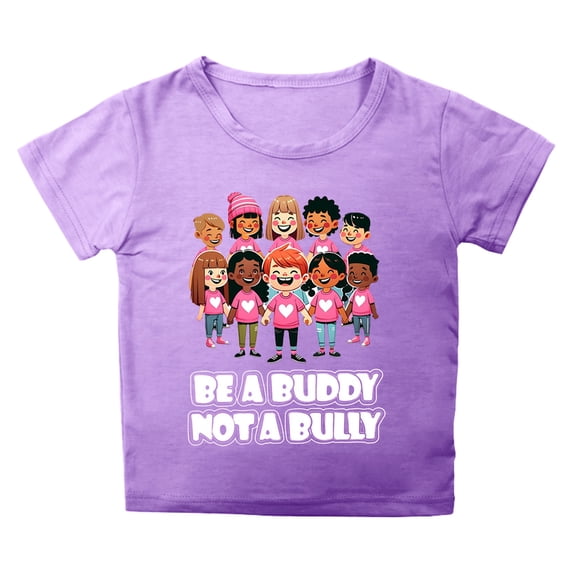 Hihipz Toddler Girls Graphic Tee Anti Bullying Cartoon Print Short Sleeve T-Shirt Kindness Cute Tshirt