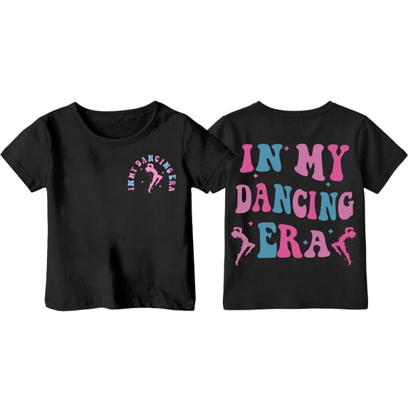 Hihipz Toddler Girls Graphic Tshirt Dancing Letter Print Short Sleeve Crewneck Soft Daily Casual Tee
