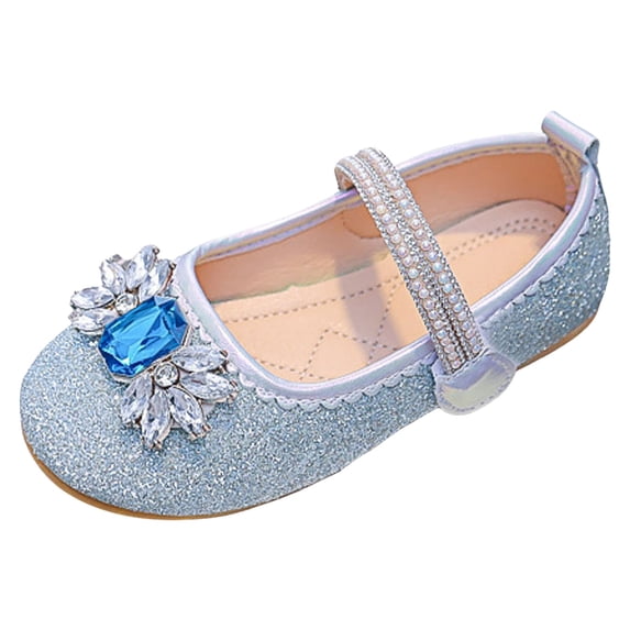 Hihipz Toddler Girls Rhinestone Mary Jane Shoes Sparkly Princess Comfort Flat Dress Shoes