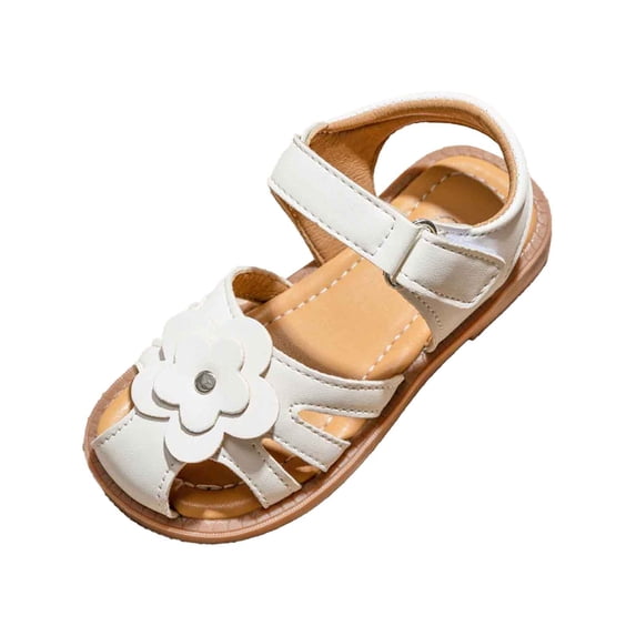 Hihipz Toddler Girls Sandals Floral Closed Toe Hook And Loop Breathable Soft Sole Summer Casual Shoes