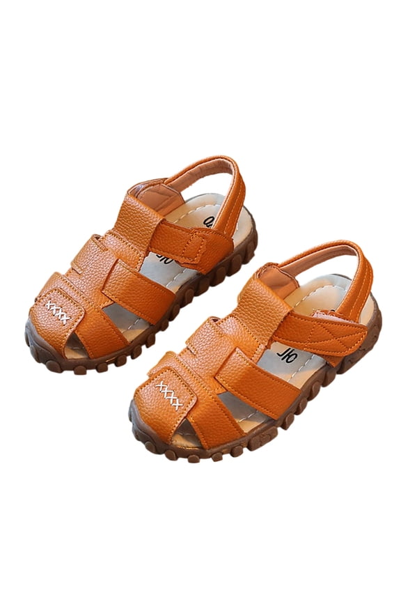 Toddler Kids Gladiator Sandals Closed Toe Hook And Loop Soft Sole Breathable Summer Beach Walking Shoe