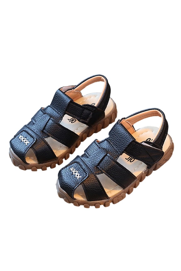 Toddler Kids Gladiator Sandals Closed Toe Hook And Loop Soft Sole Breathable Summer Beach Walking Shoe