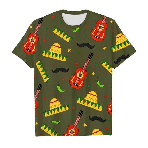 Hihipz Tween Boys Mexican Fiesta 3D Print Tee Crew Neck Short Sleeve T-Shirt Trendy Graphic Tshirt