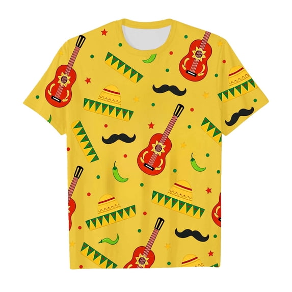 Hihipz Tween Boys Mexican Fiesta 3D Print Tee Crew Neck Short Sleeve T-Shirt Trendy Graphic Tshirt