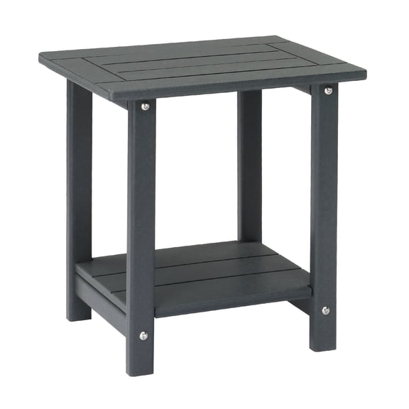 HiiKaa 2-Tier Adirondack Square Side Table,17" HDPE Outdoor Side Tables, Weather Resistant End Table for Patio, Backyard,Pool,Indoor Companion,Beach (Gray)