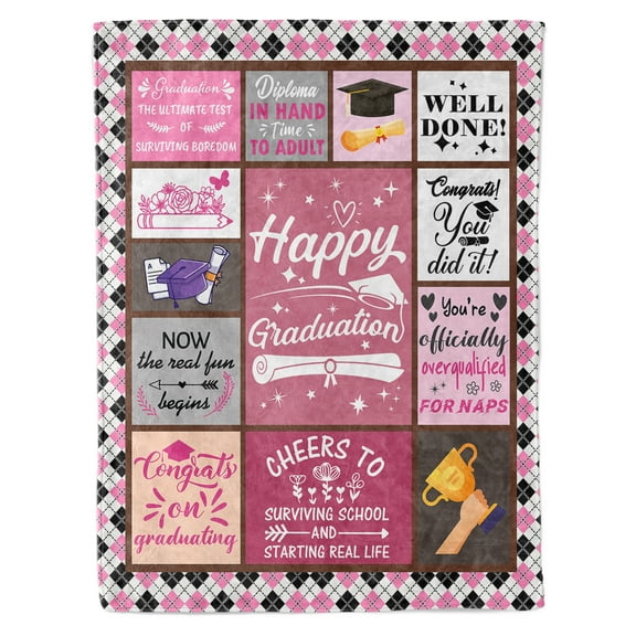 HiiKaa 2025 Graduation Gifts for Women,Graduation Gifts for Her Blanket 50"X60",College/High School Graduation Gifts,Masters Degree/PHD Graduation Gifts,Graduation Decorations Throw