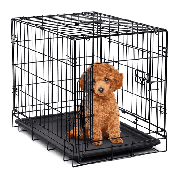 HiiKaa 24 in Small Puppy Crate,Dog Cage for Small Dog,Folding Metal Pet Kennel with 2-Door,Tray