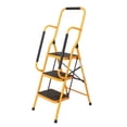 thumbnail image 1 of HiiKaa 3 Step Ladder with Handrails,330lbs Folding Step Stool with Non-Slip Side Armrests Large Pedal Area,Suitable for Home Office, 1 of 10