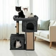thumbnail image 1 of HiiKaa 34in Cat Tree,Cat Condo Tower for Large Cats up to 16 lb,Large Cat Perch,2 Cat Caves,Scratching Post,Gray, 1 of 6