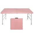 thumbnail image 1 of HiiKaa 4 FT Folding Camping Table with Carry Handle,Portable Fold-in-Half Plastic Table,Rectangle Foldable Table for Indoor/Outdoor Pink, 1 of 7