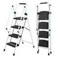 thumbnail image 1 of HiiKaa 4 Step Foldable Ladder with Handrails,500 lb Capacity Step Stool Folding Portable Ladders for Home Kitchen Steel Frame with Non-Slip Wide Pedal Stepladder,White, 1 of 7