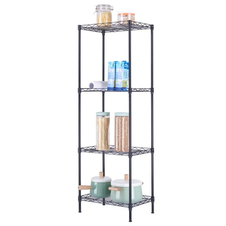 HiiKaa 4 Tier Shelves Storage,Wire Shelf Unit,Standing Adjustable Metal Shelves Organizer, Storage Racks for Restaurant Garage Pantry Kitchen Garage(17.72 '' x 11.8" x 49.61 "),Black