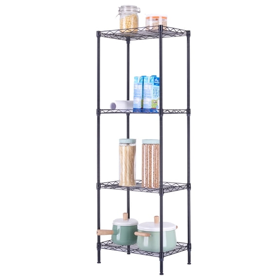 HiiKaa 4 Tier Shelves Storage,Wire Shelf Unit,Standing Adjustable Metal Shelves Organizer, Storage Racks for Restaurant Garage Pantry Kitchen Garage(17.72 '' x 11.8" x 49.61 "),Black