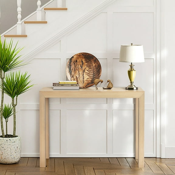 HiiKaa 46" Farmhouse Wood Entryway Table,Narrow Console Table with Storage Behind Couch Sofa Table for Entryway,Natural