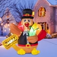 thumbnail image 1 of HiiKaa 5 FT Thanksgiving Turkey Inflatables Outdoor Decorations,Blow Up Turkey with Pilgrim Hat Sitting on Santa Decor,Built-in 7 LED Lights Thanksgiving & Christmas Inflatable for Yard Garden, 1 of 9