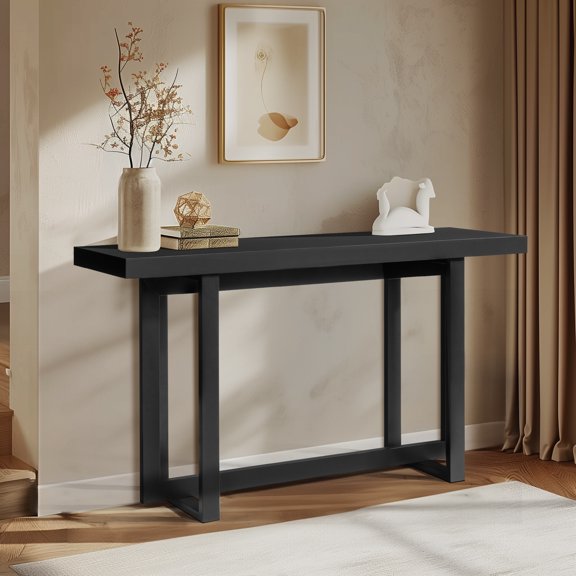 HiiKaa 59 in Extra Long Console Table,Farmhouse Wood Sofa Table Behind Couch,Narrow Entryway Accent Table for Living Room,Hallway,Entrance,Foyer,Black