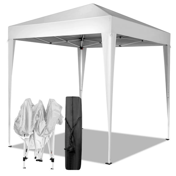 HiiKaa 6.6x6.6 Ft Pop Up Canopy,1 Person Instant Setup Canopy Tent with Center Lock,UPF 50+ Sun Protection,Portable Outdoor Canopy with Carrying Bag,White