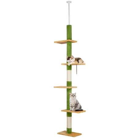 HiiKaa Christmas Tall Cat Tree,5 Tier Floor to Ceiling Cat Tower Adjustable Height(96-114 Inches) with Cat Scratching Post Suitable for Kittens Cats