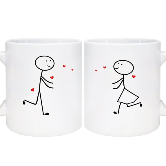 HiiKaa Coffee Mug Sets for Couples-Funny His & Her Gifts-Husband and Wife Anniversary Presents-Mr and Mrs Wedding or Engagement Gift,White