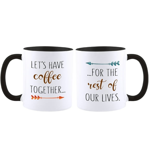 HiiKaa Coffee Mug Sets for Couples-Funny His & Her Gifts-Husband and Wife Anniversary Presents-Mr and Mrs Wedding or Engagement Gift,White