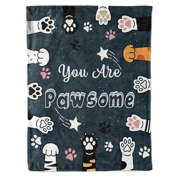 HiiKaa Cute Cat Foot Paw Blanket,Soft Blankets Flannel Bed Throw Cozy Lightweight Plush Gifts for Kids Boys Girls Women Men Sofa Couch Bedroom Living Rooms,50"x60"