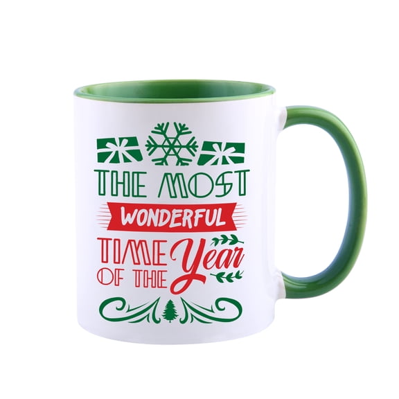 HiiKaa Funny Christmas Coffee Mug,The Most Wonderful Time of Year Mug for Gift,11oz Novelty Tea Cup,Green