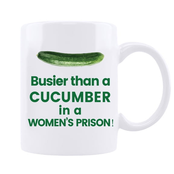 HiiKaa Funny Coffee Mug for Woman,Hand-painted Cucumber Novelty Coffee Cup for Office and Home,11 oz for Latte Tea Milk,White